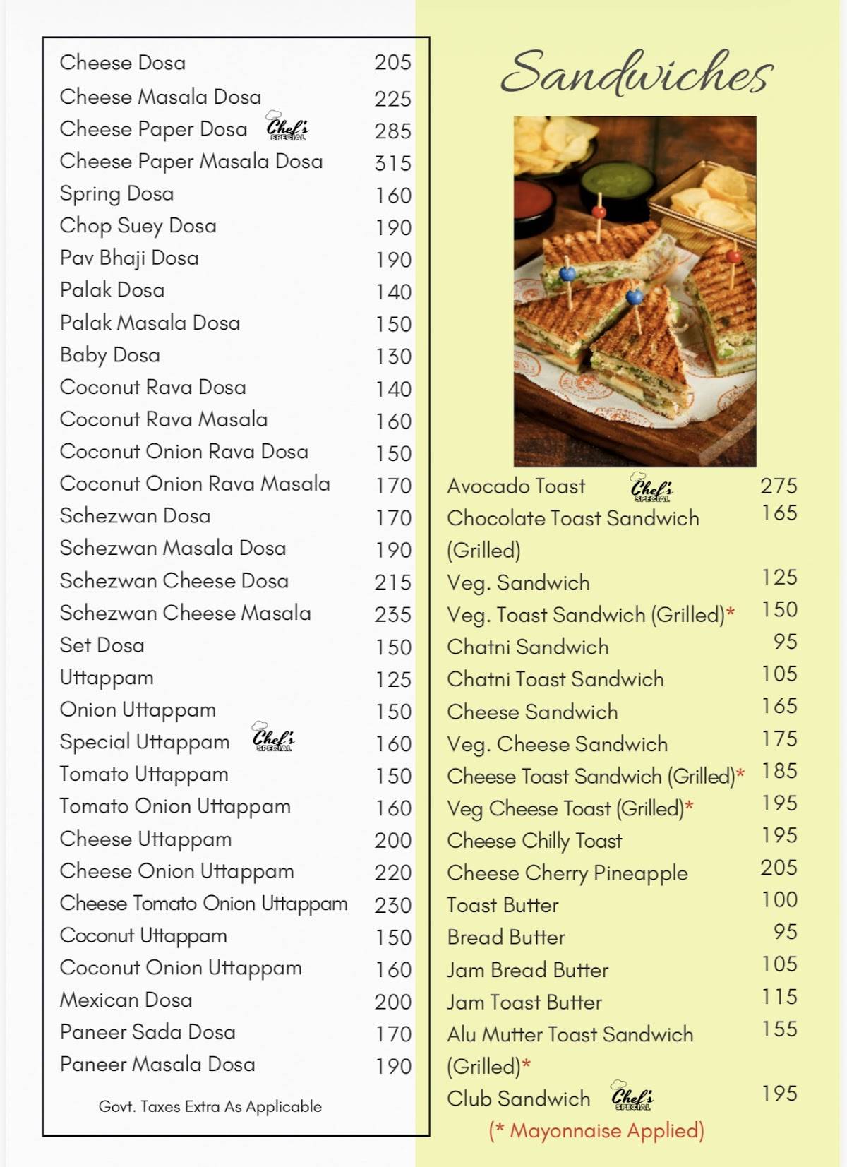 Shivsagar Restaurant -- Aundh menu