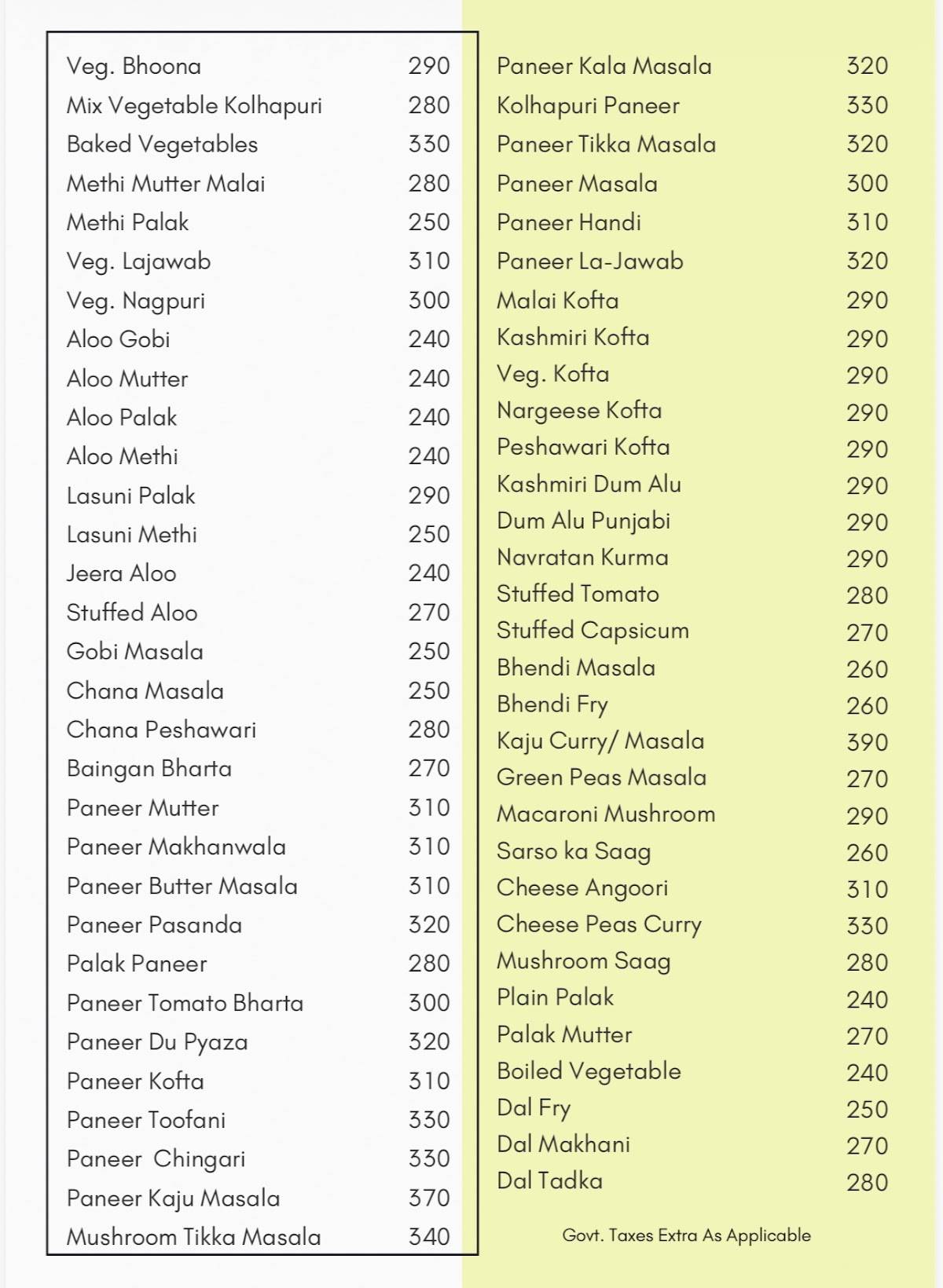 Shivsagar Restaurant -- Aundh menu