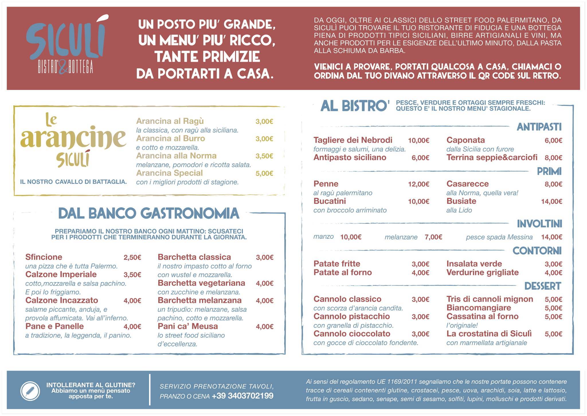 Menu di Siculì - Bistrò&Bottega 