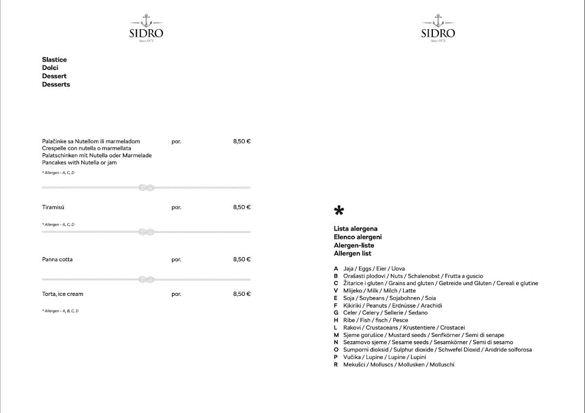 Menu di Sidro 