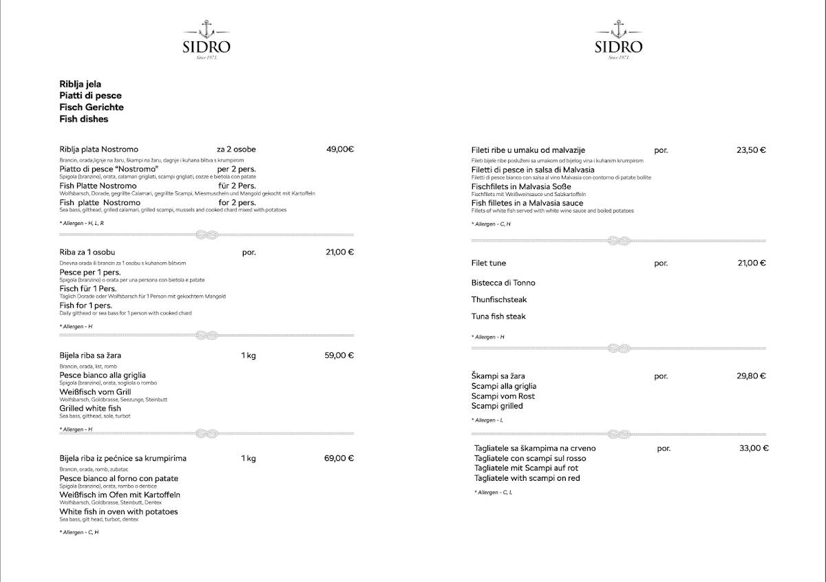 Menu di Sidro 