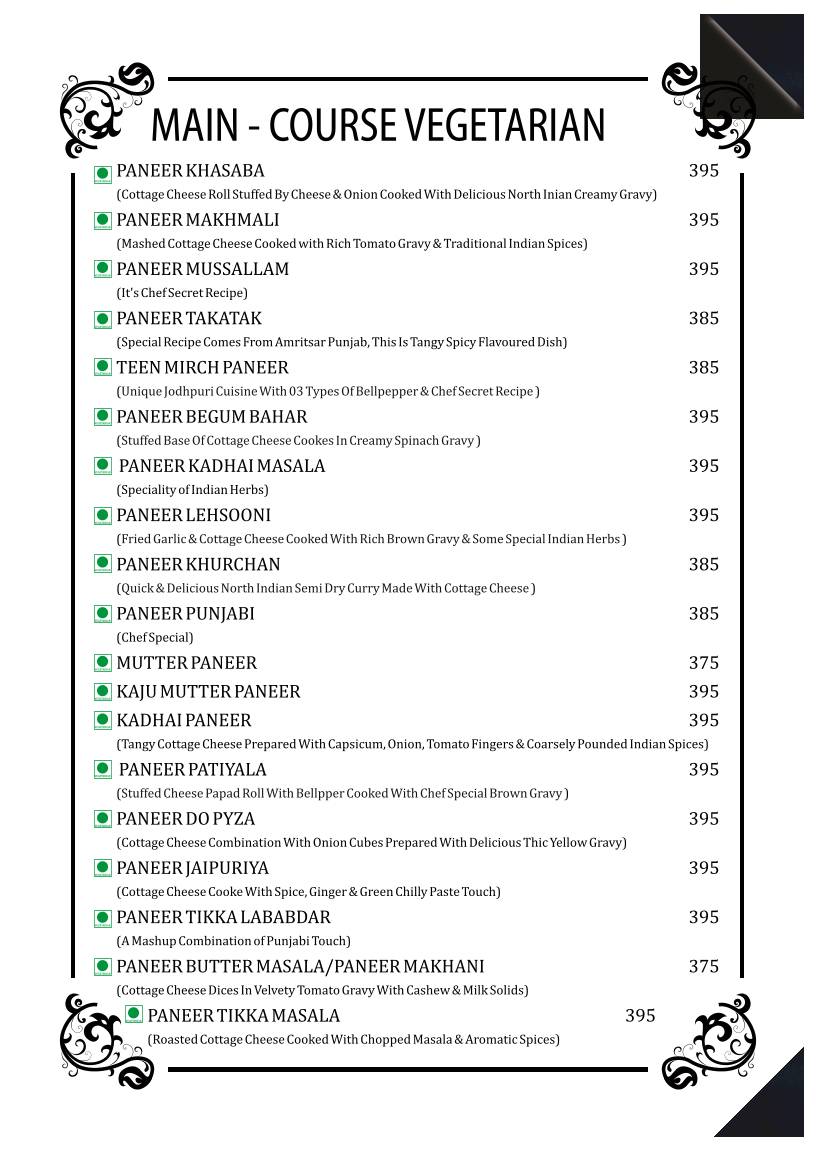 Silver Spoon Restaurant menu