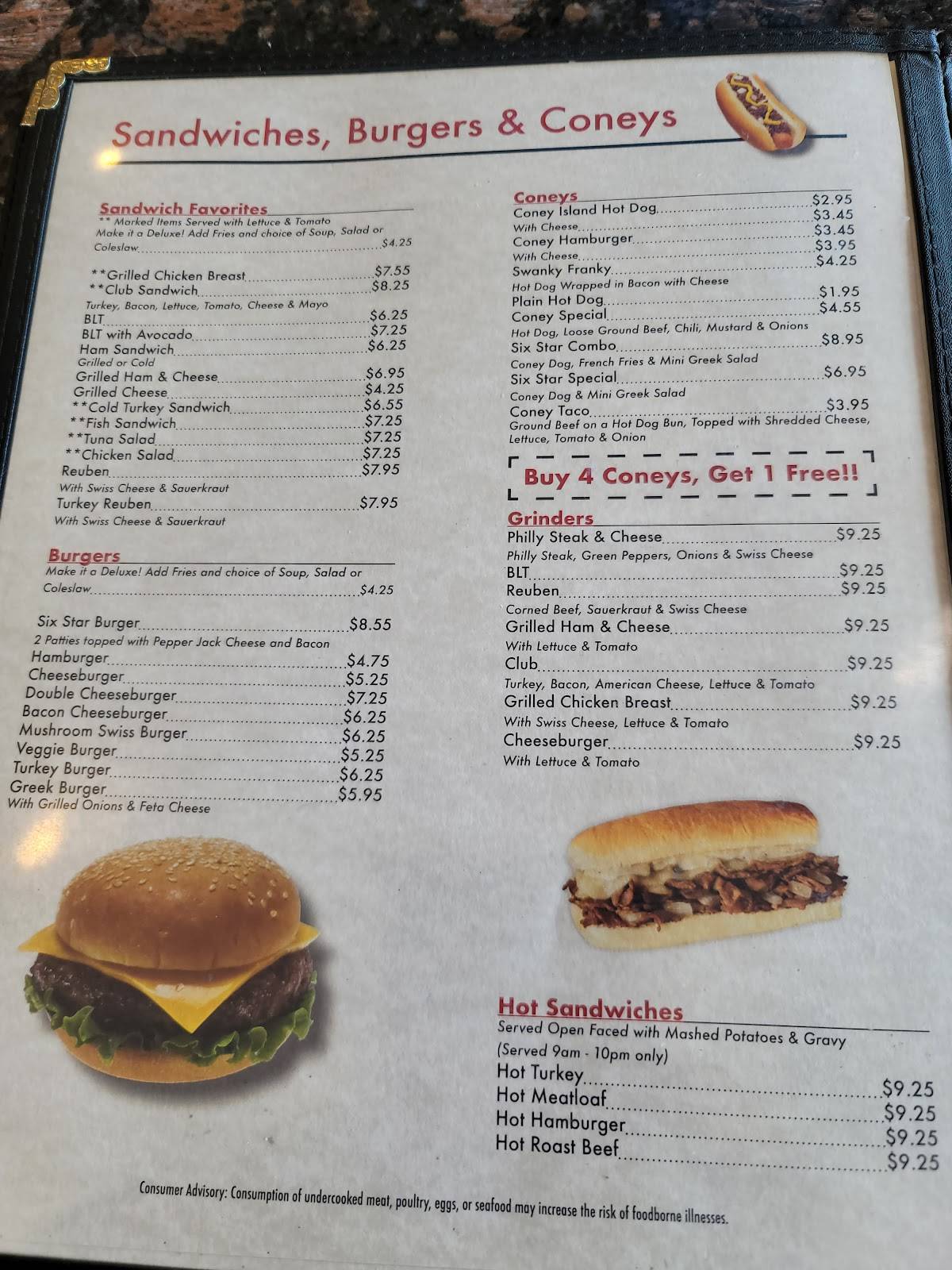 Menu at six star family restaurant woodhaven