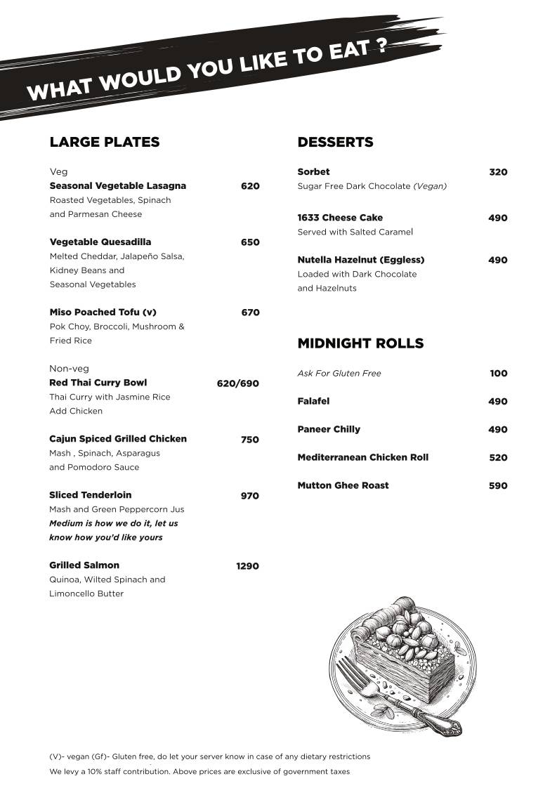 Sixteen 33 Bandra menu