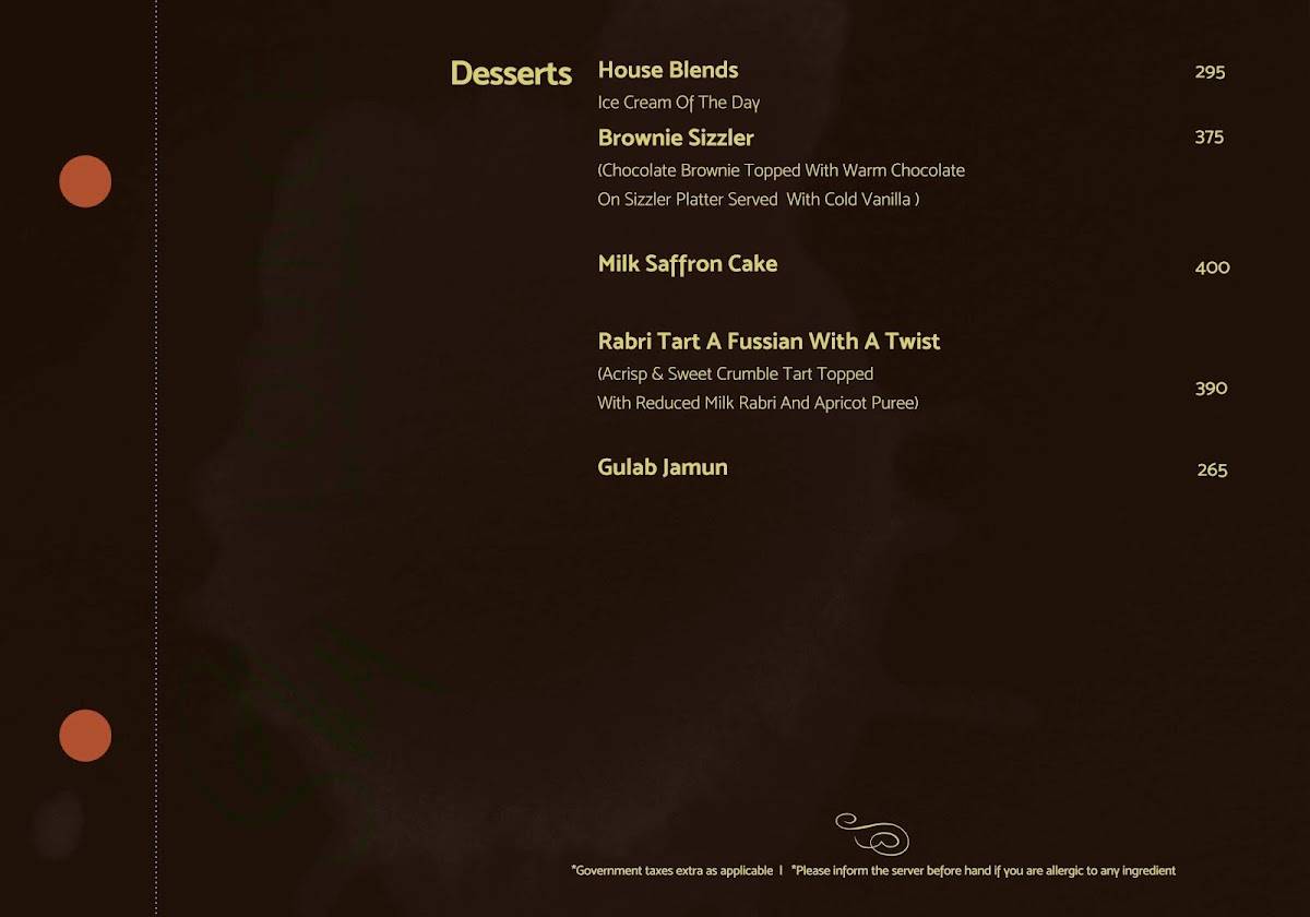 Sky Lounge Cafe' & Restaurant menu