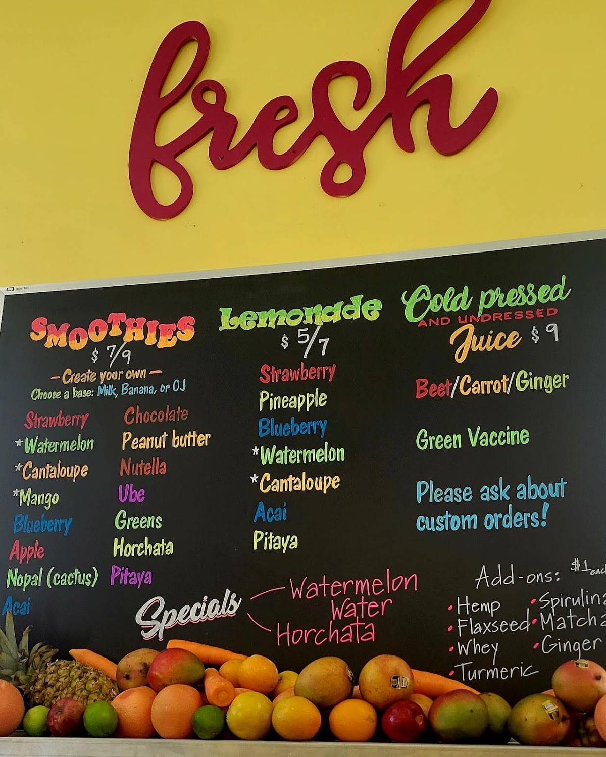 Menu at Smooth Tony's Juice & Smoothie Bar, Galveston