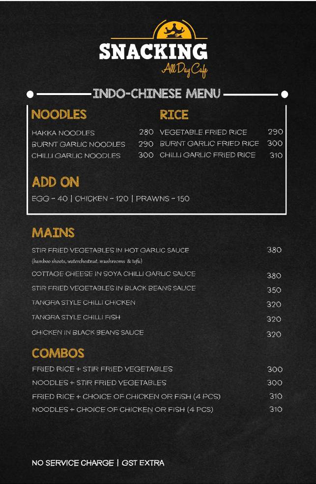 Snacking menu
