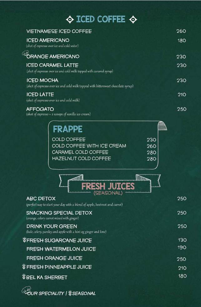 Snacking menu
