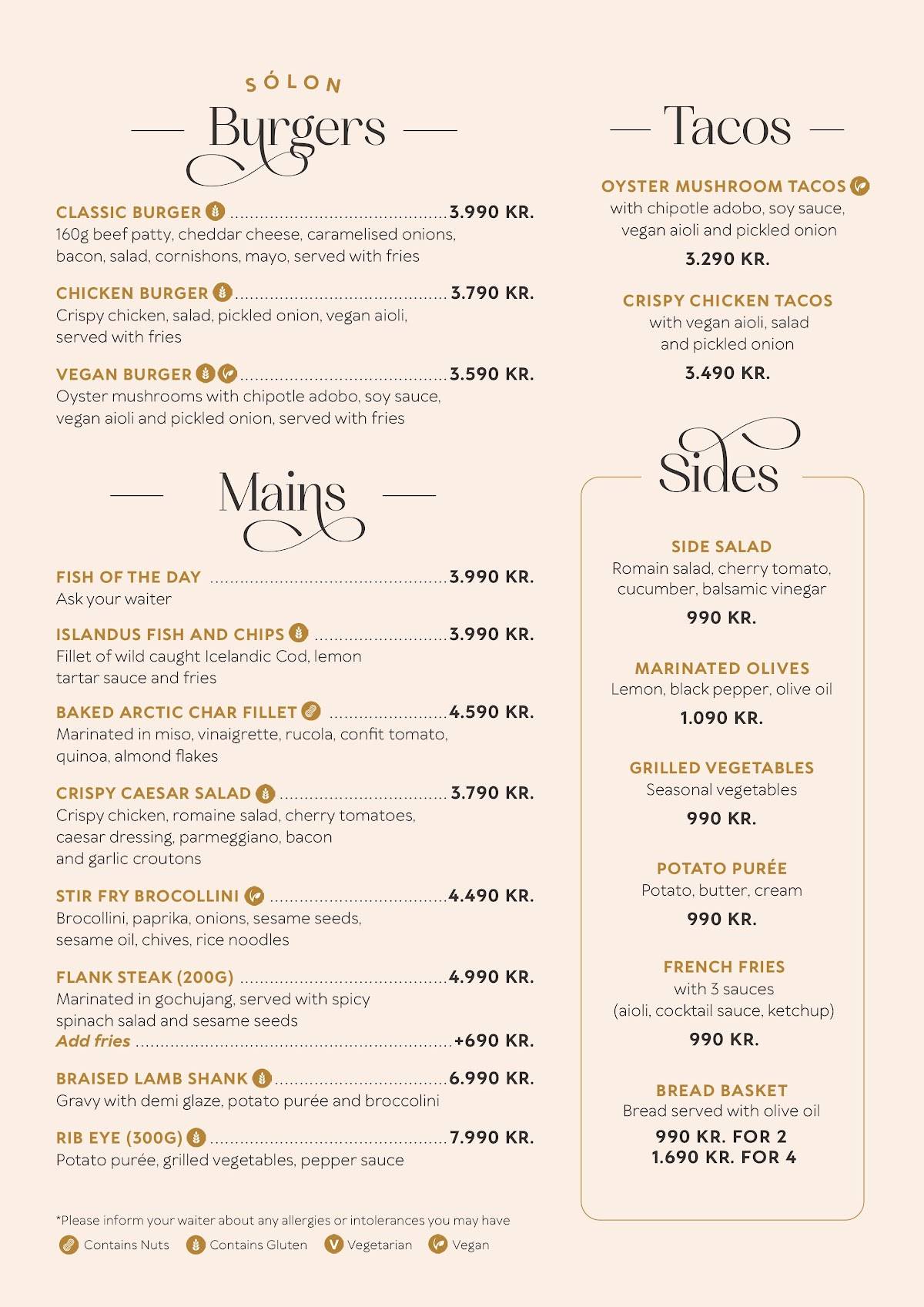 Menu de Solon Islandus