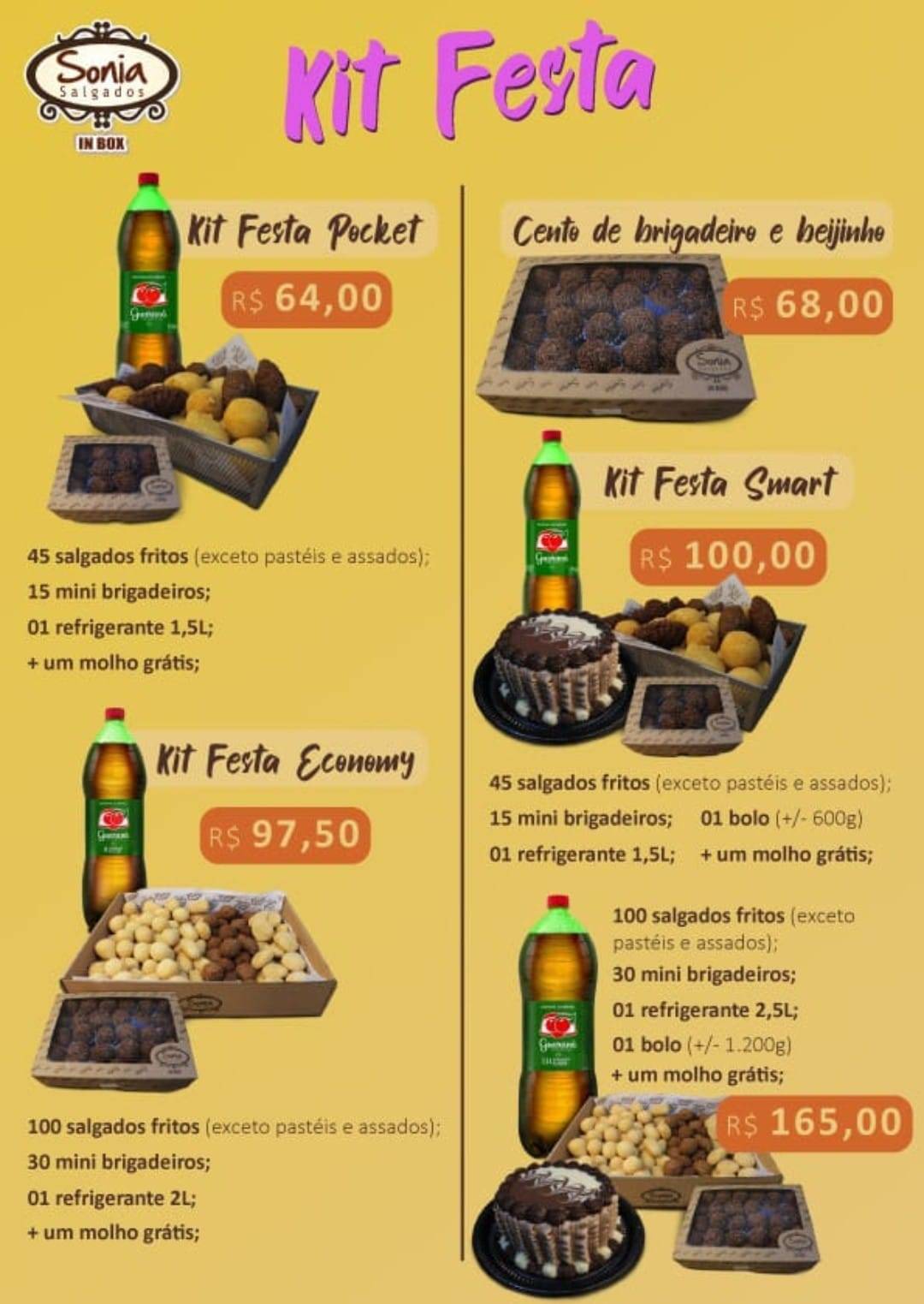 Sônia Salgados cardápio