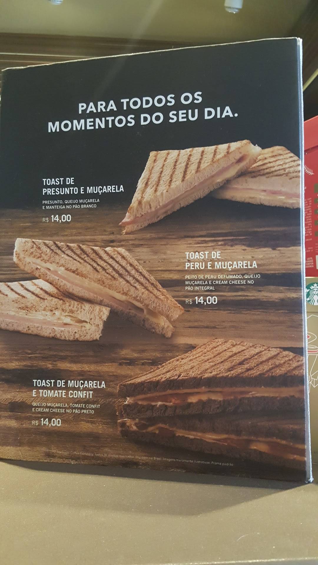 Starbucks cardápio