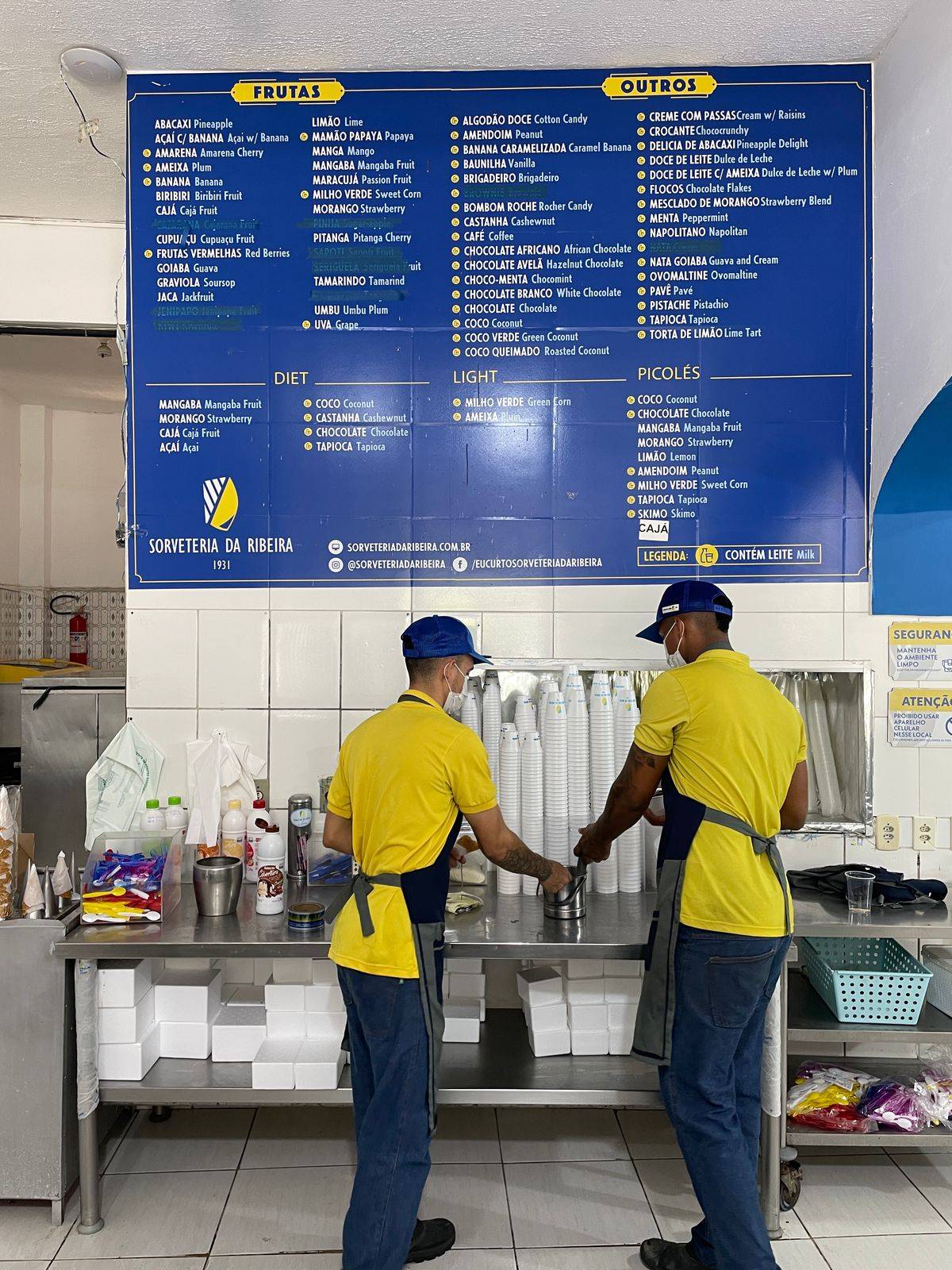 Sorveteria da Ribeira cardápio