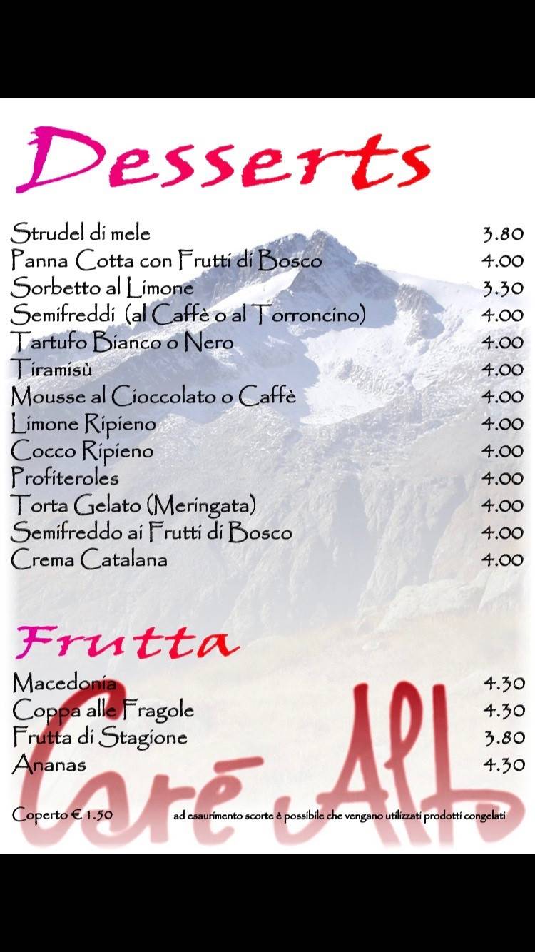 Menu di Carè Alto 