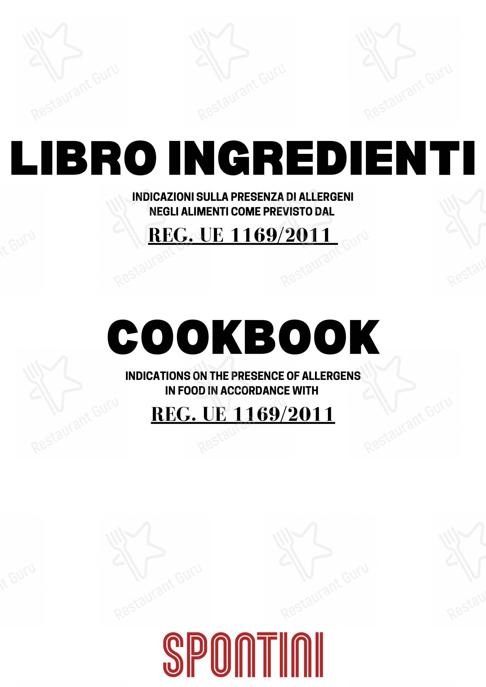 Menu per Spontini Milano 1953 pizzeria