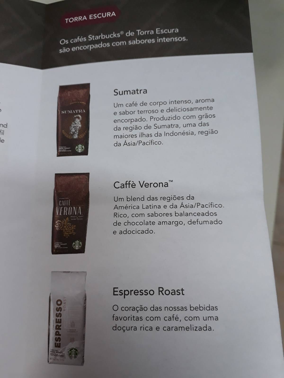 Starbucks cardápio
