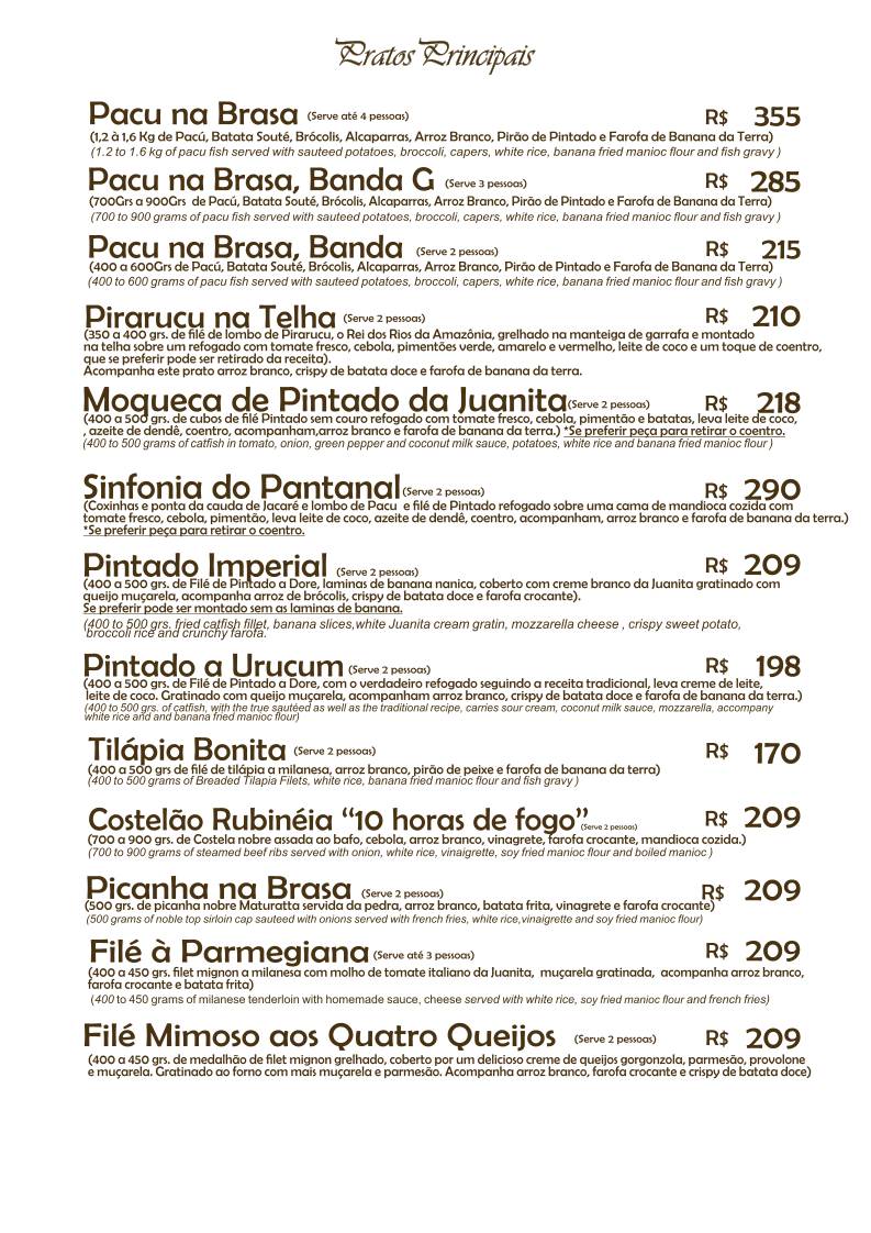 Juanita Restaurante cardápio