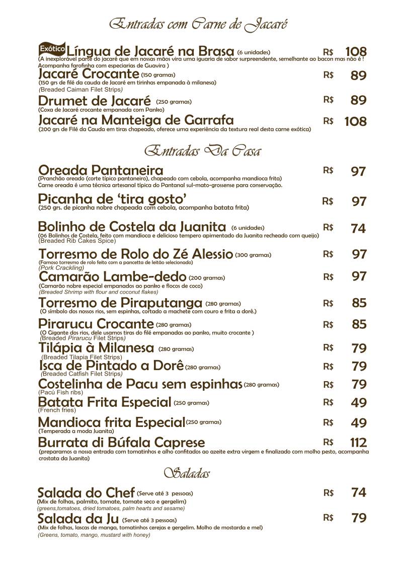 Juanita Restaurante cardápio