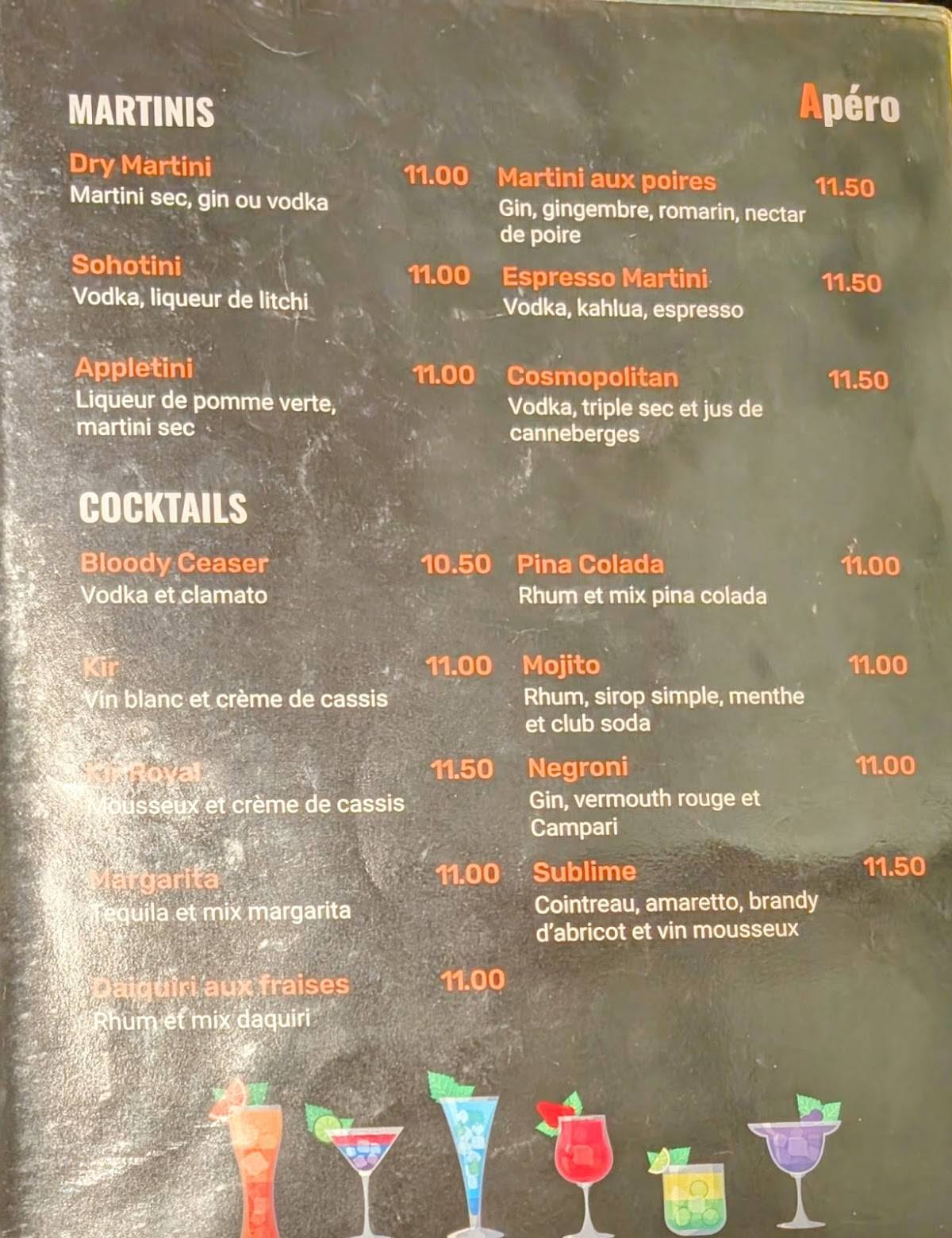 Menu de Moulin Noir