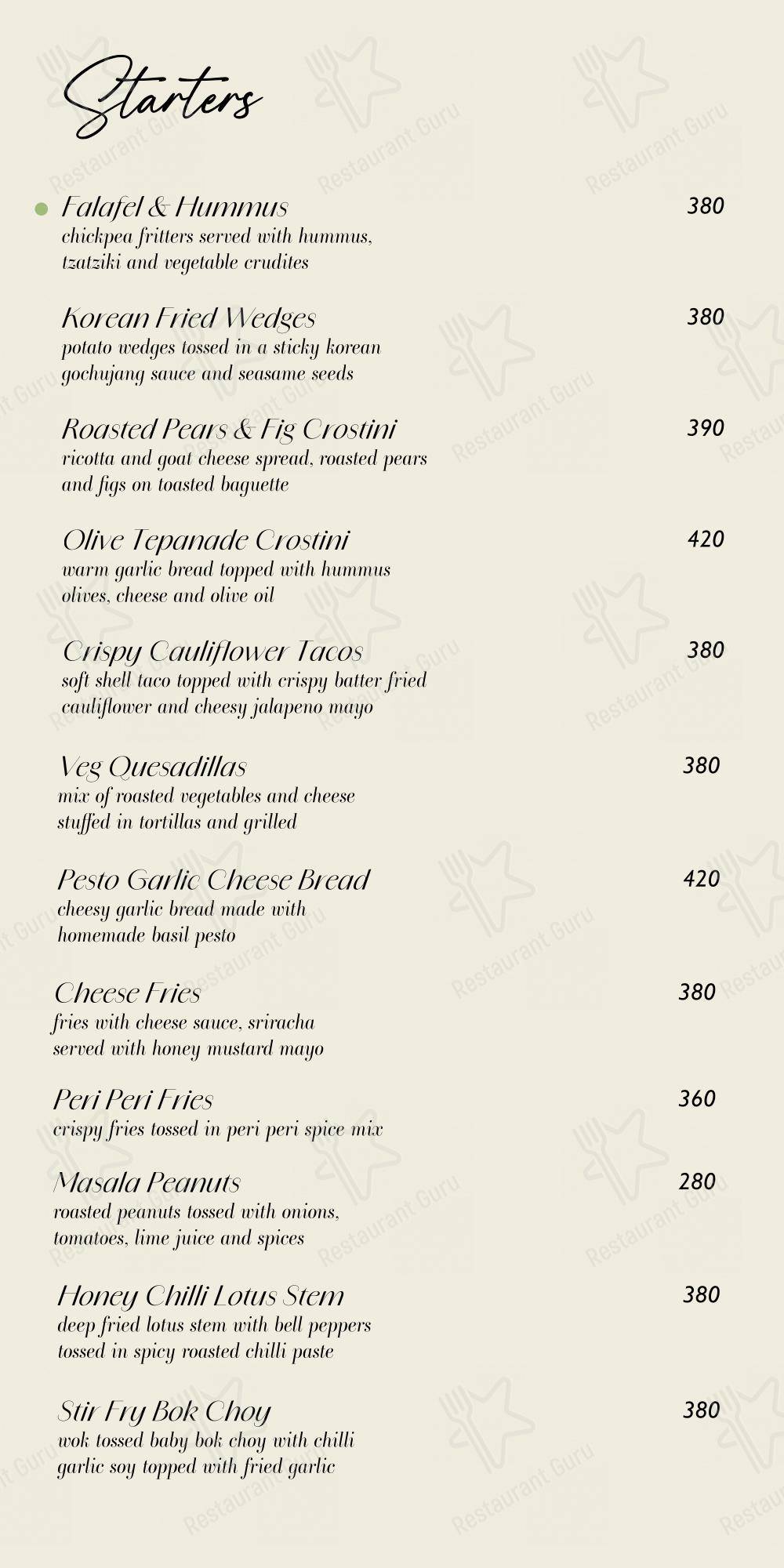 Sterling by Madras Square Restobar in Nungambakkam in Chennai - Menu