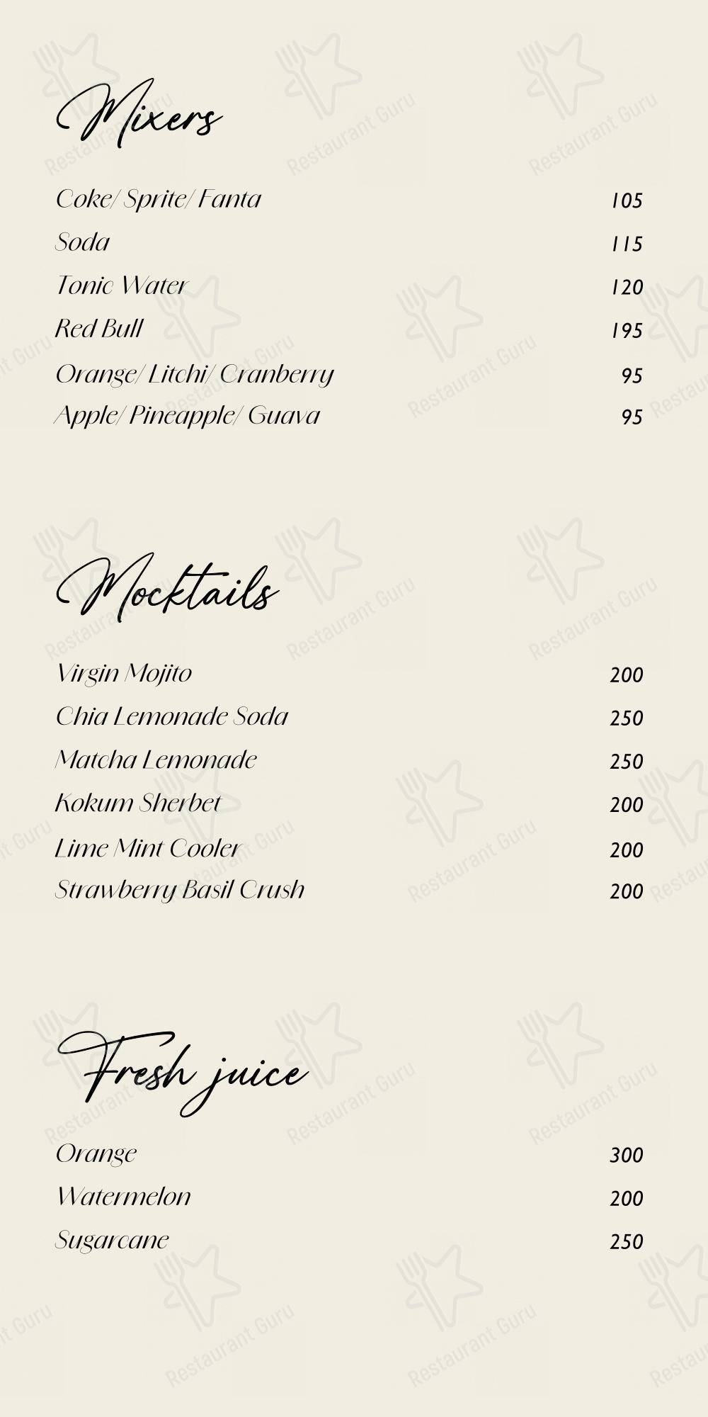 Sterling by Madras Square Restobar in Nungambakkam - Menu bar