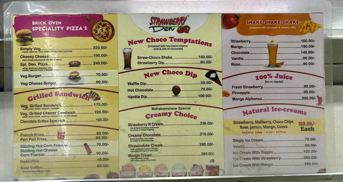 Strawberry Den menu