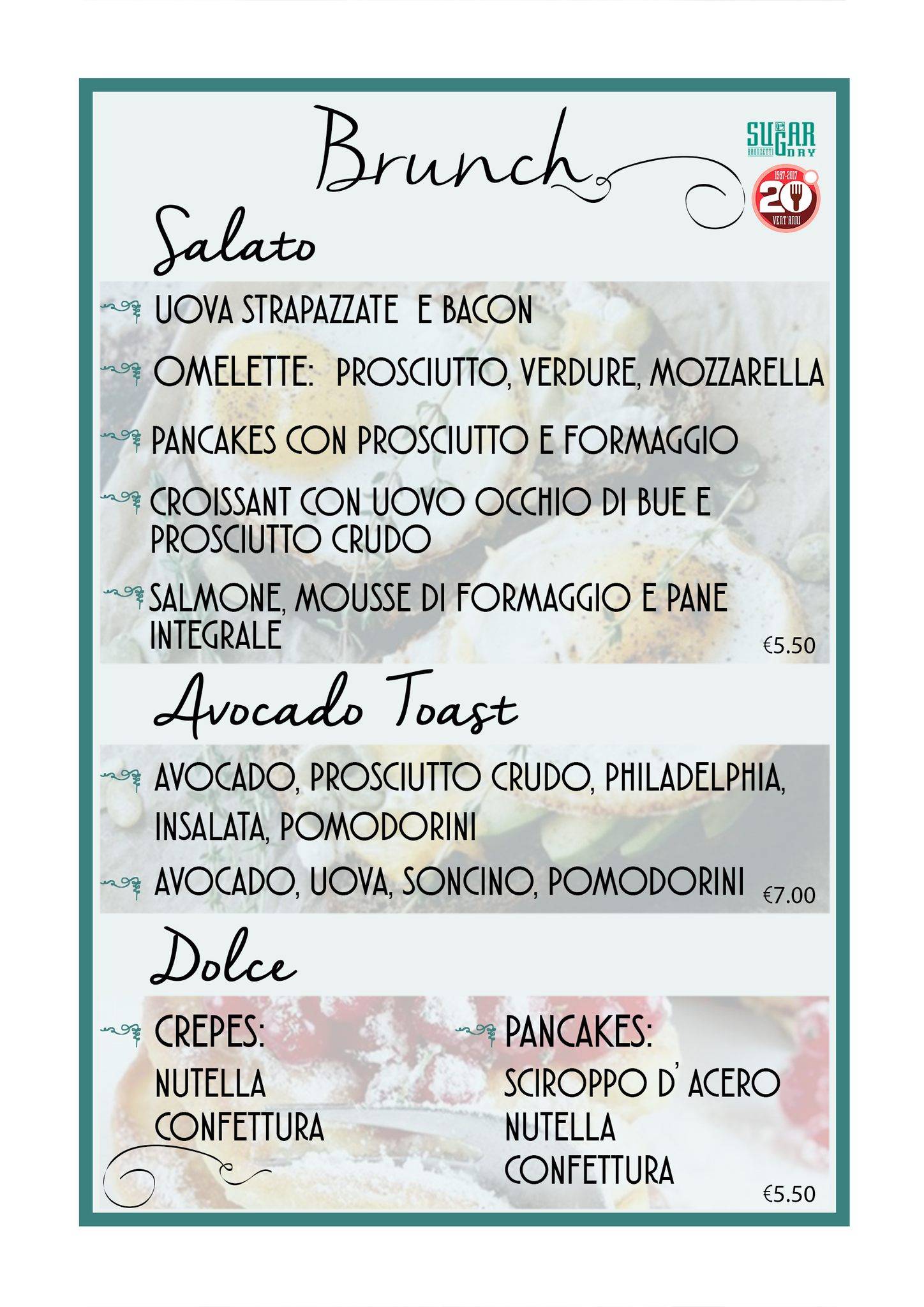 Menu di Sugar Dry Bronzetti 