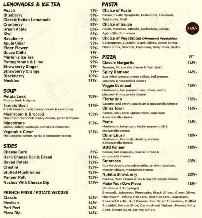Sugar Russh Café menu
