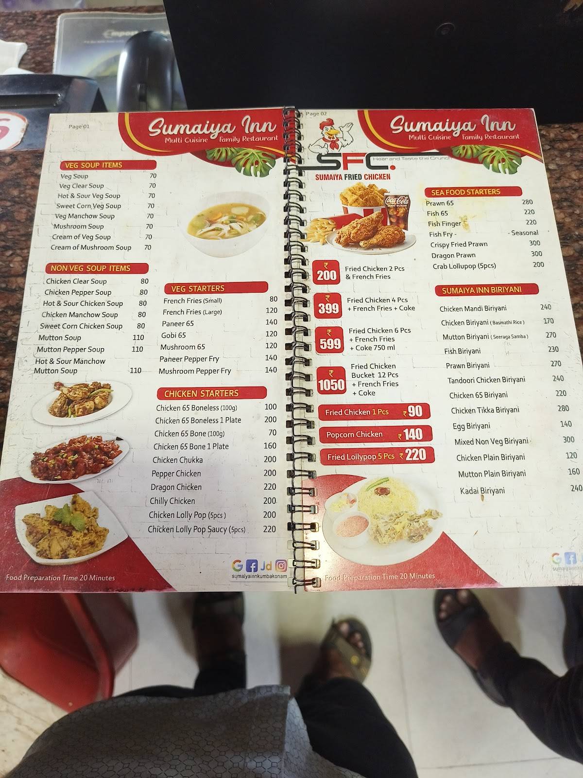 Sumaiya Inn menu