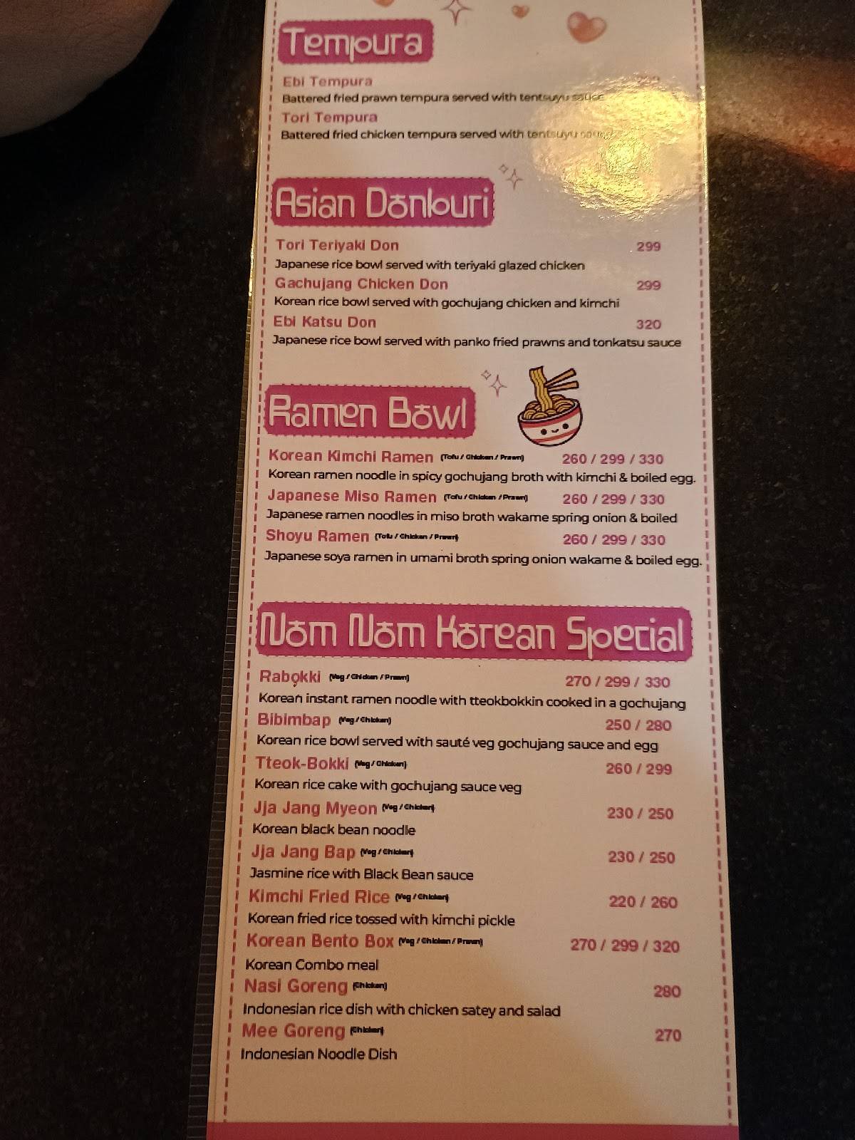 Sumi Nom Nom Bakery and Korean Cafe City Center Mall Siliguri menu