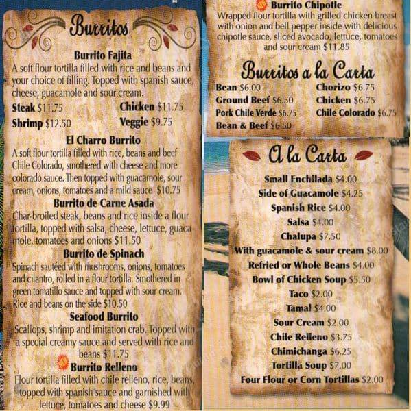 Menu at El Charro Grill Mexican Restaurant, Sumner