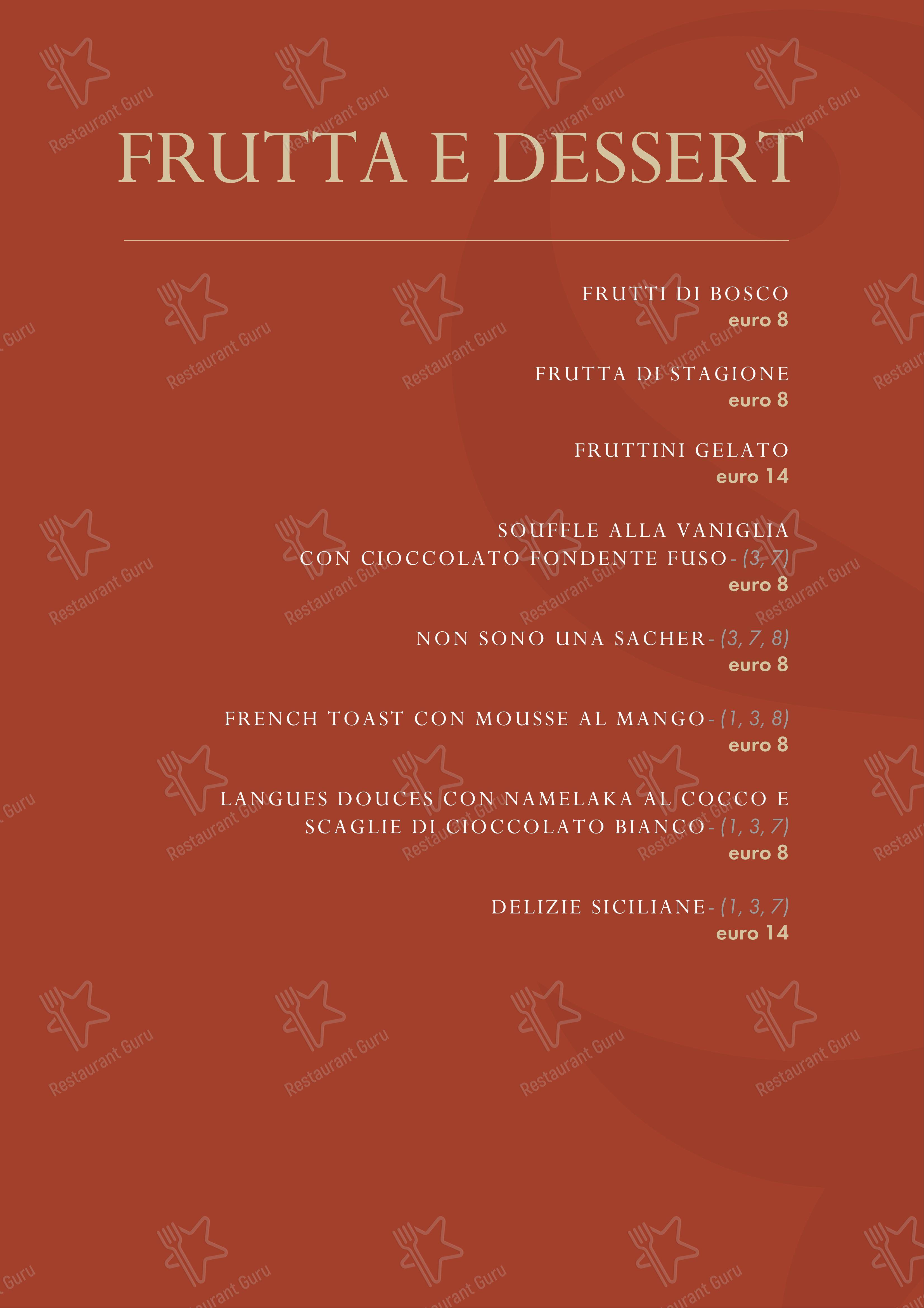 Menu bar per Sunrise Restaurant ristorante