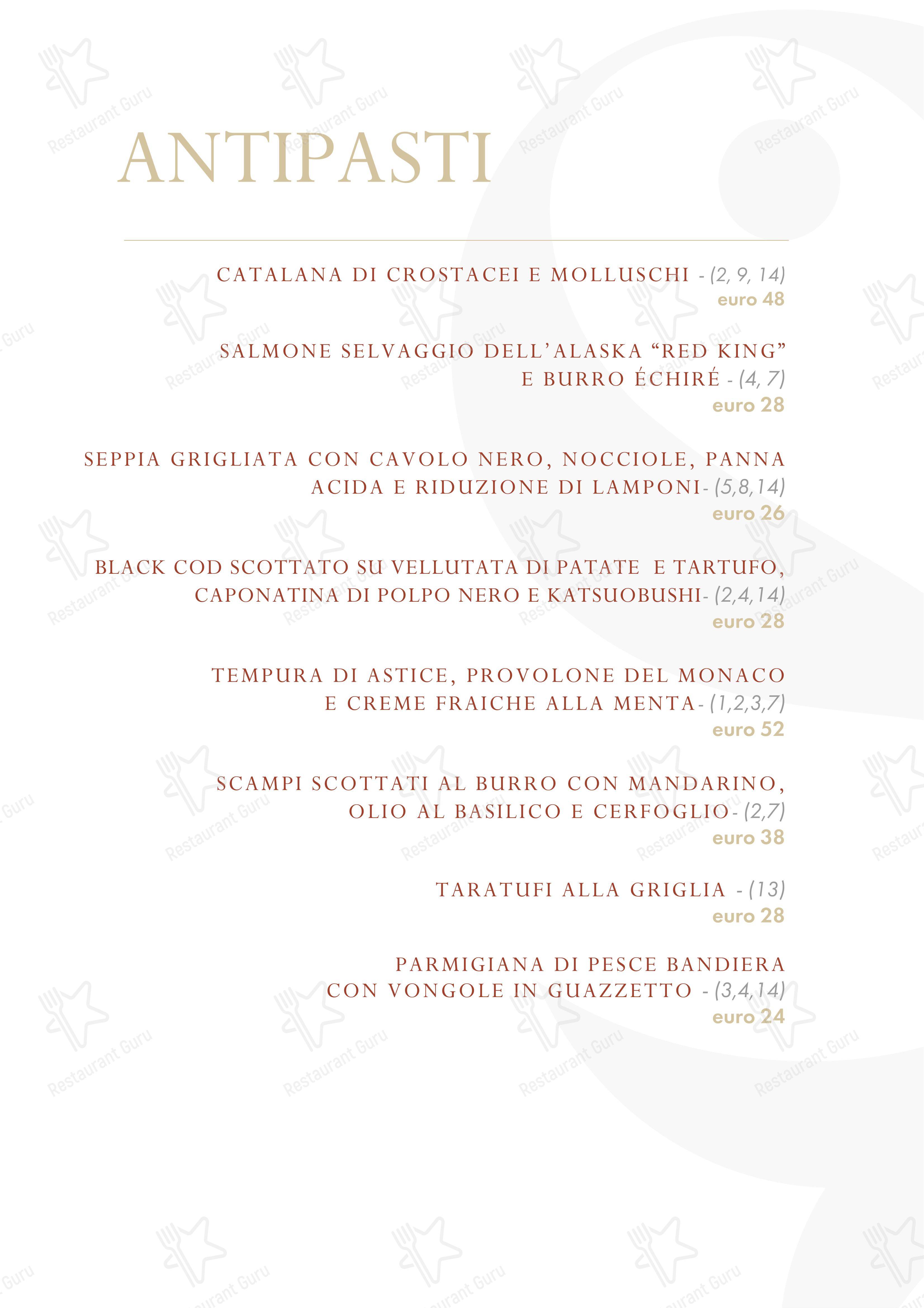 Menu bar per Sunrise Restaurant ristorante