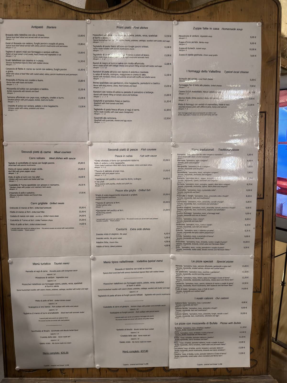 Menu di Sunrise Ristorante con Pizzeria 