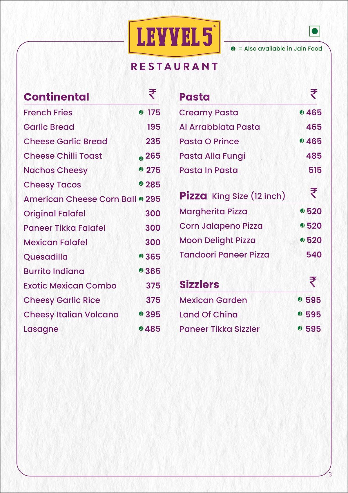 Levvel 5 Restaurant & Levvel 5 Delicacy (Ready To Eat) menu