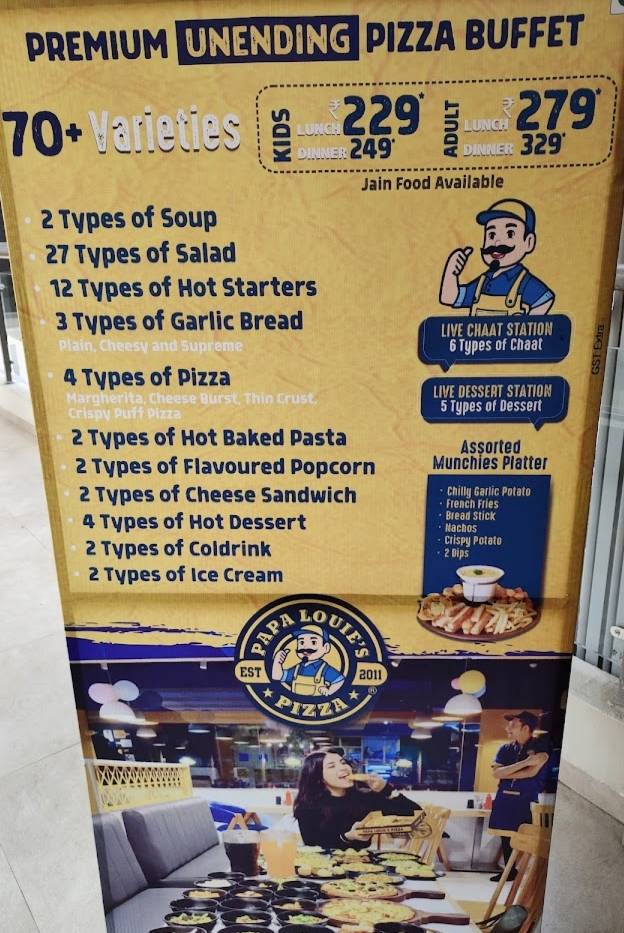 Papa Louie's Pizza menu