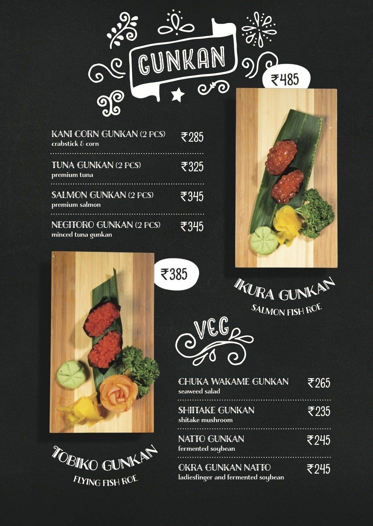 Sushi in a Box menu