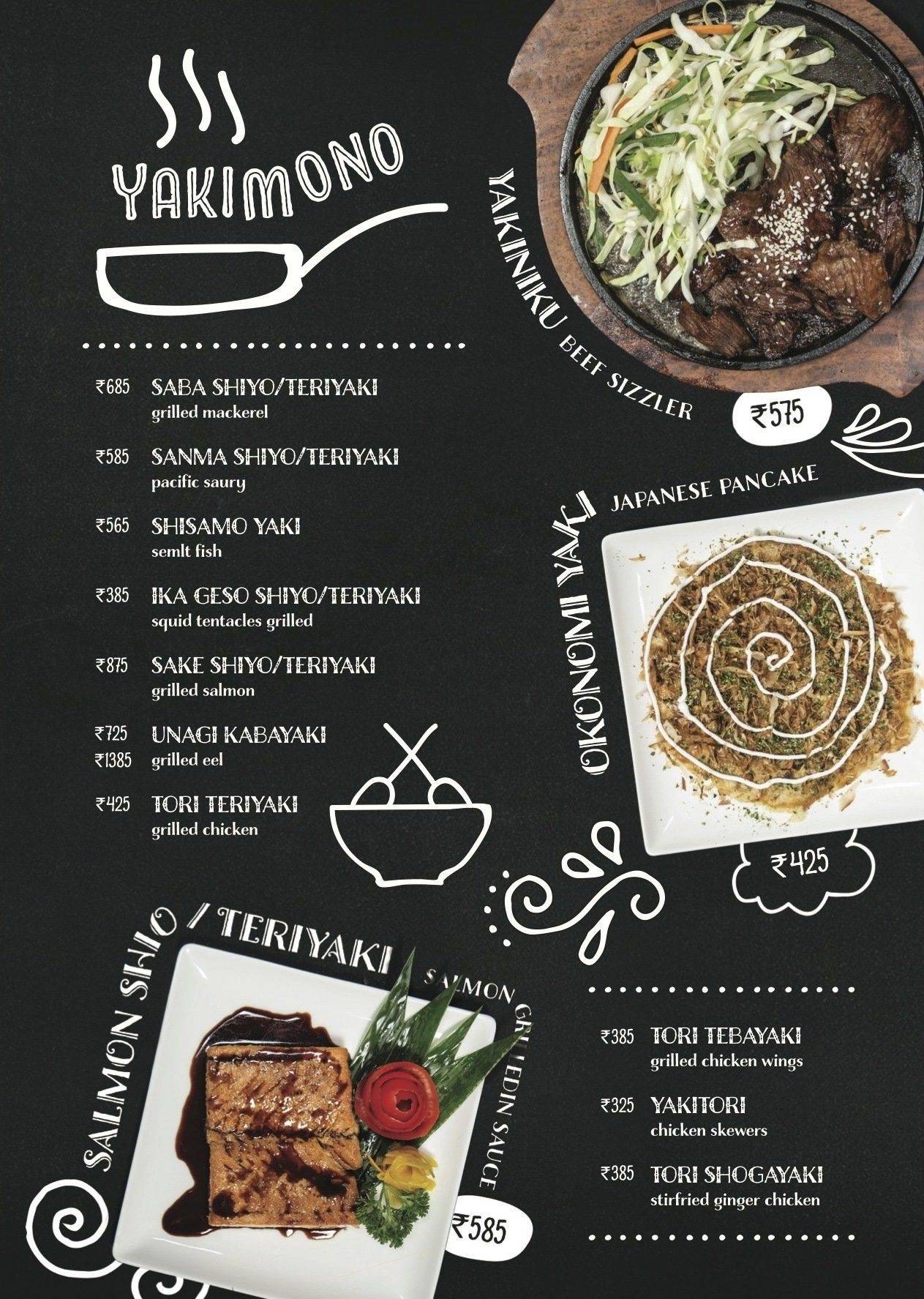 Sushi in a Box menu