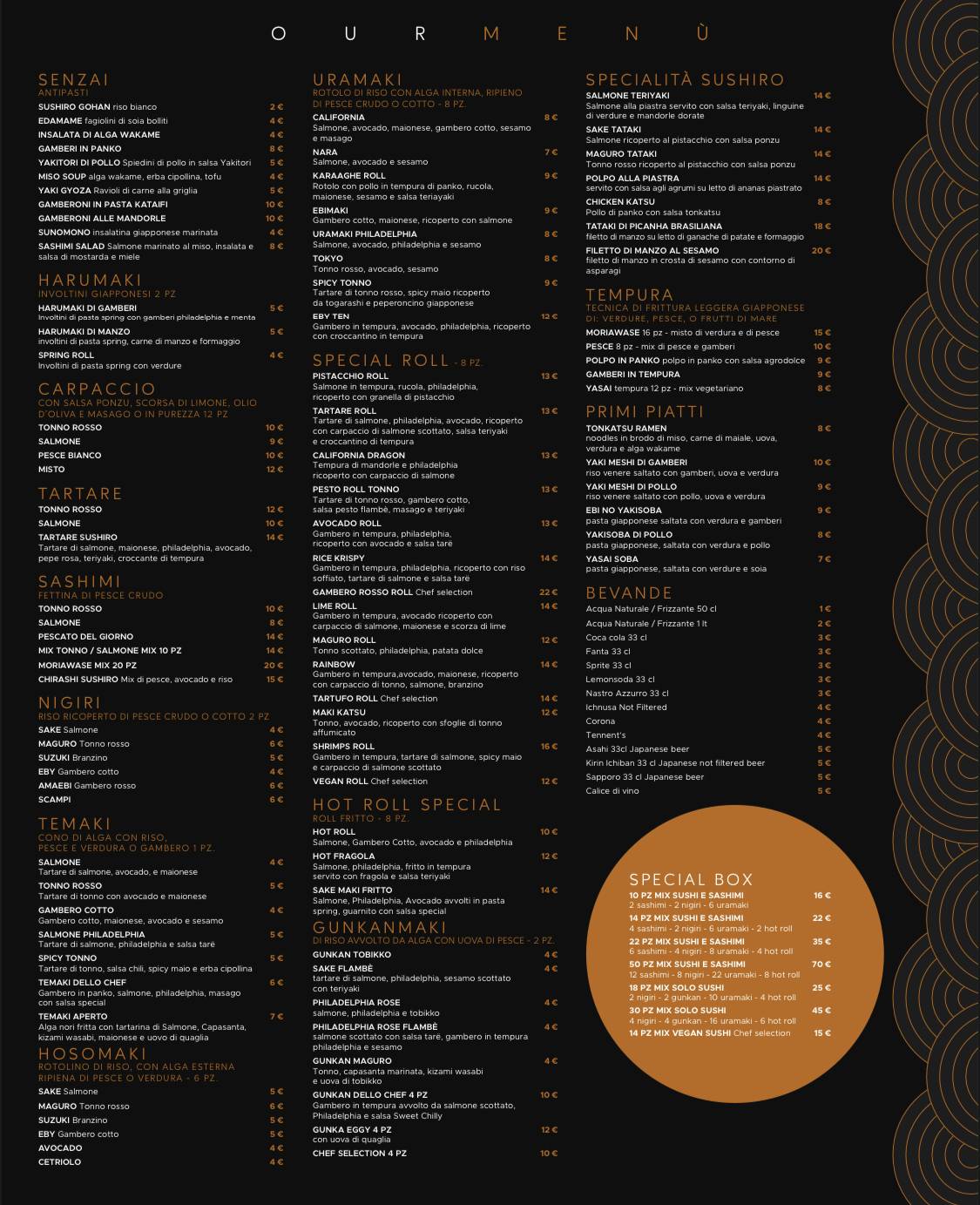 Menu di Sushiro Lecce 