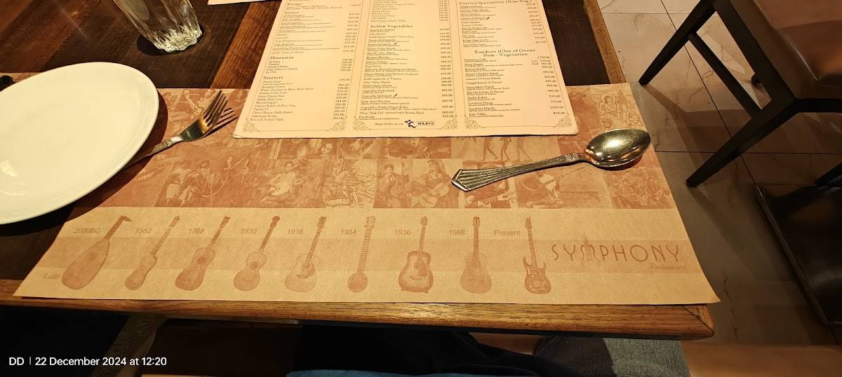 Symphony restaurant menu