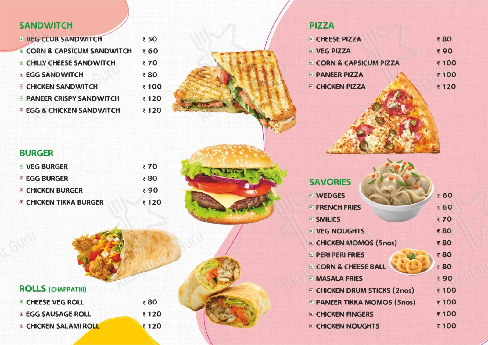 TAKE THE CAKE menu