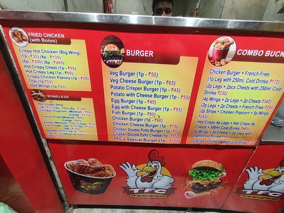 TFC ( TASTY FRIED CHICKEN ) menu