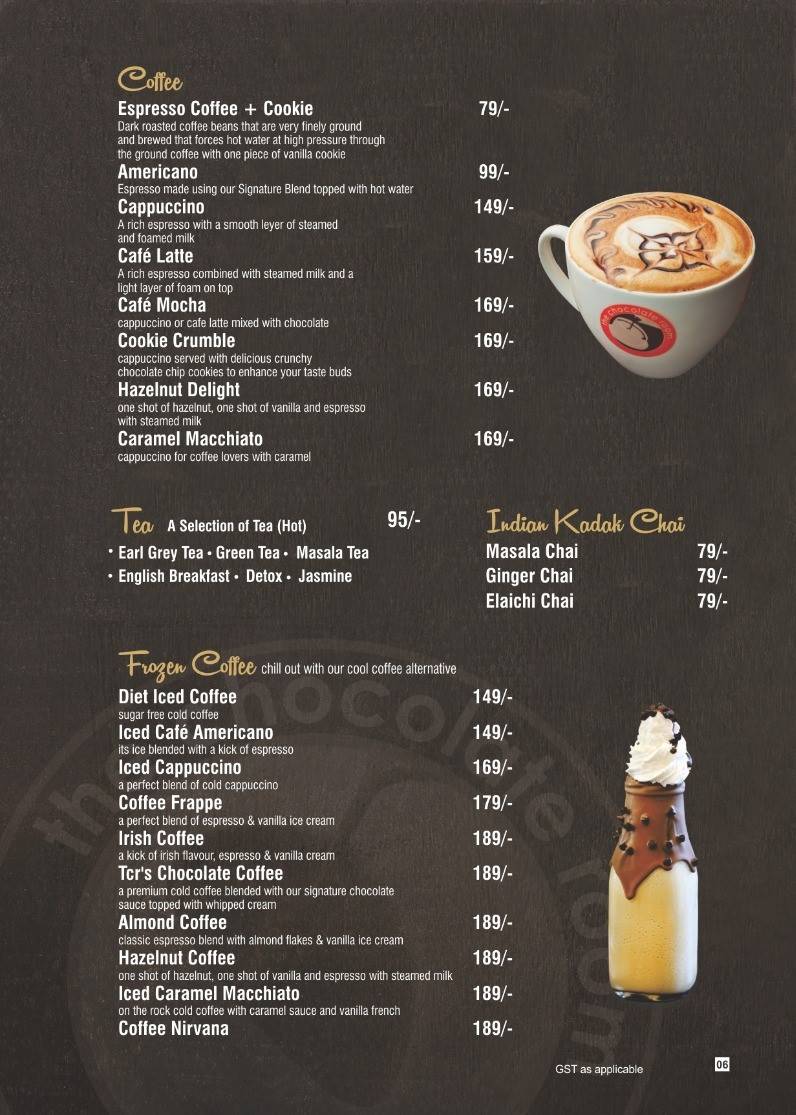 THE CHOCOLATE ROOM menu