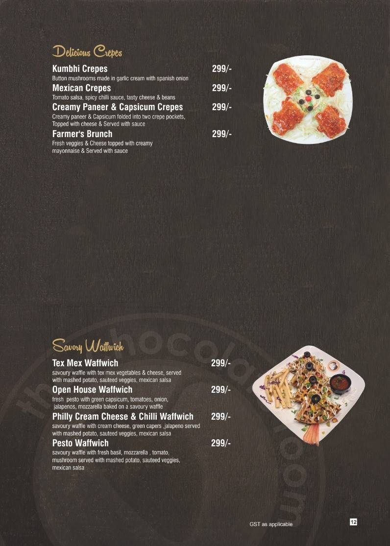 THE CHOCOLATE ROOM menu