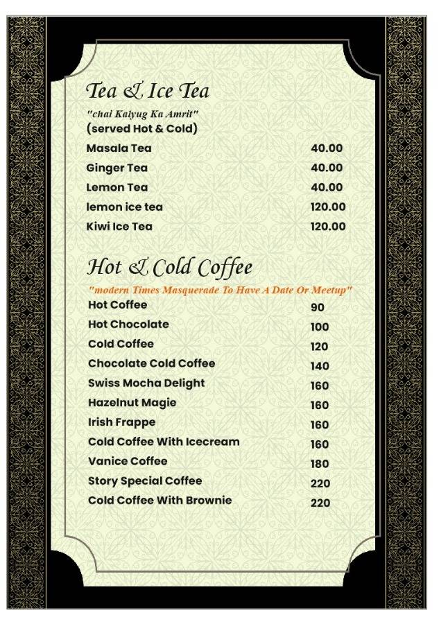 THE STORY CAFE & RESTAURANT menu