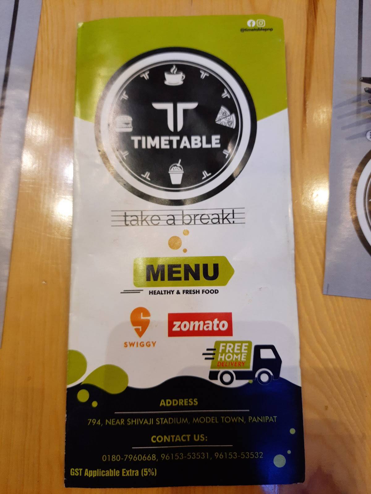 TIMETABLE menu