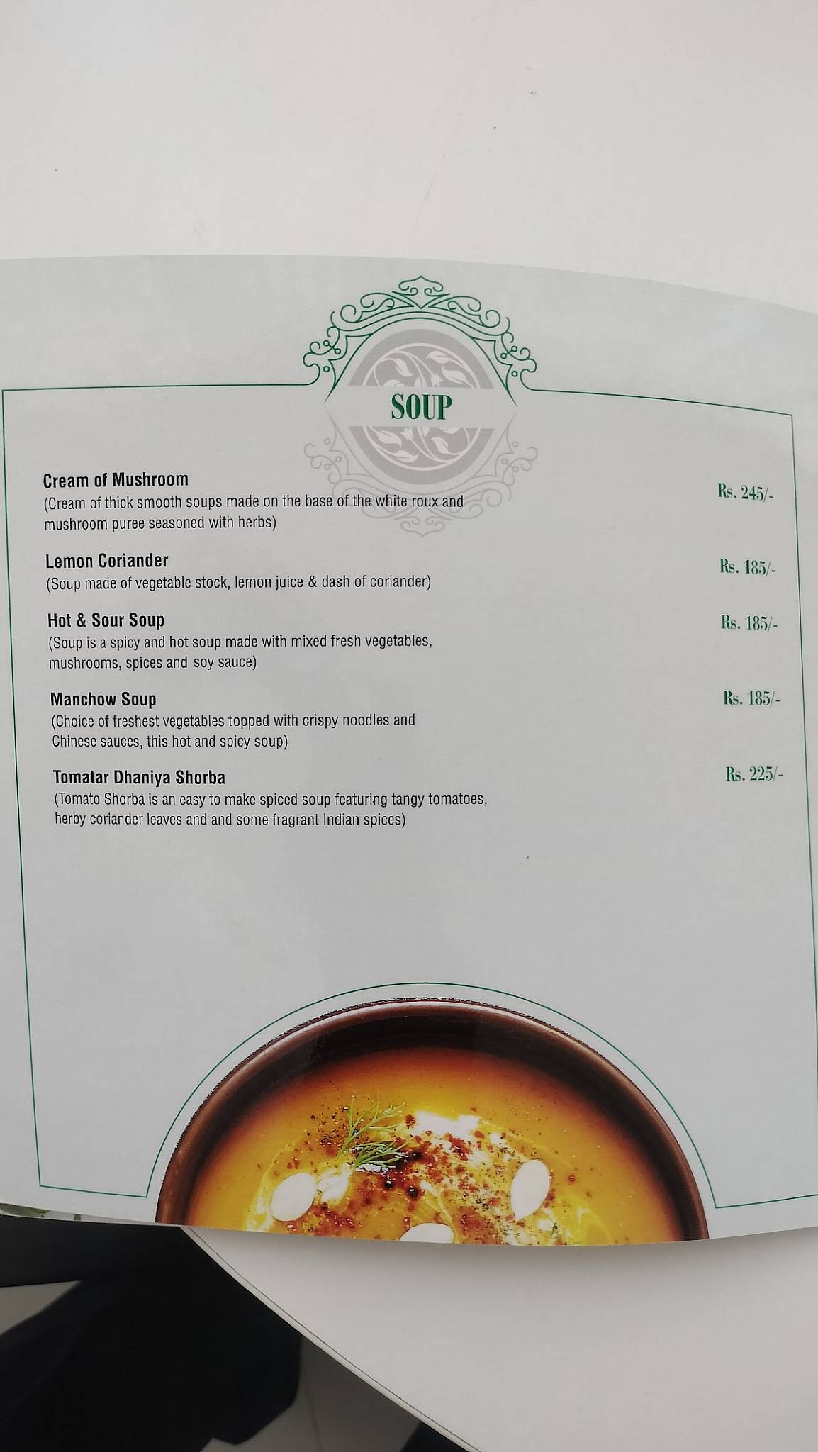 Taamra Restaurant menu