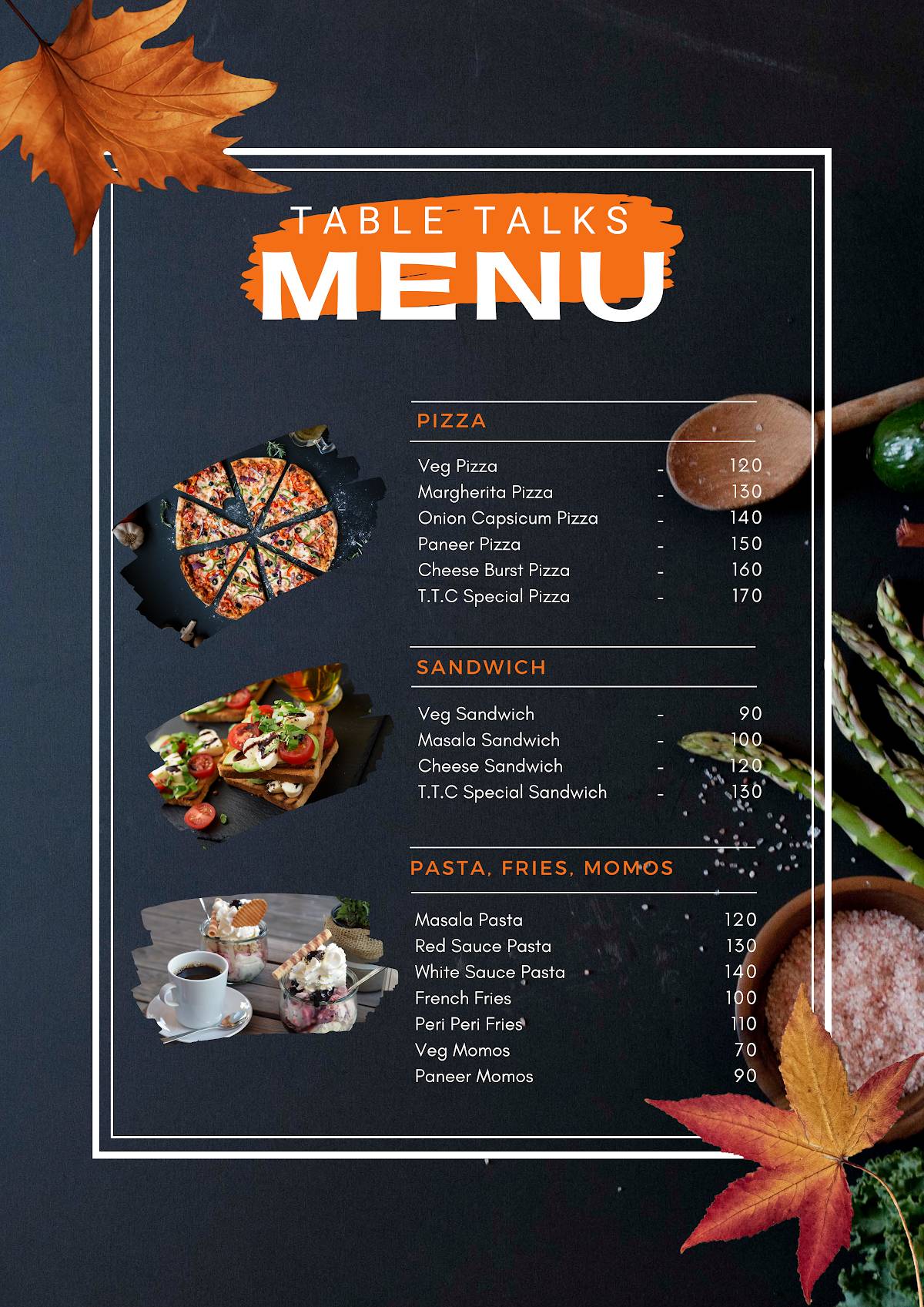Table talks cafe menu