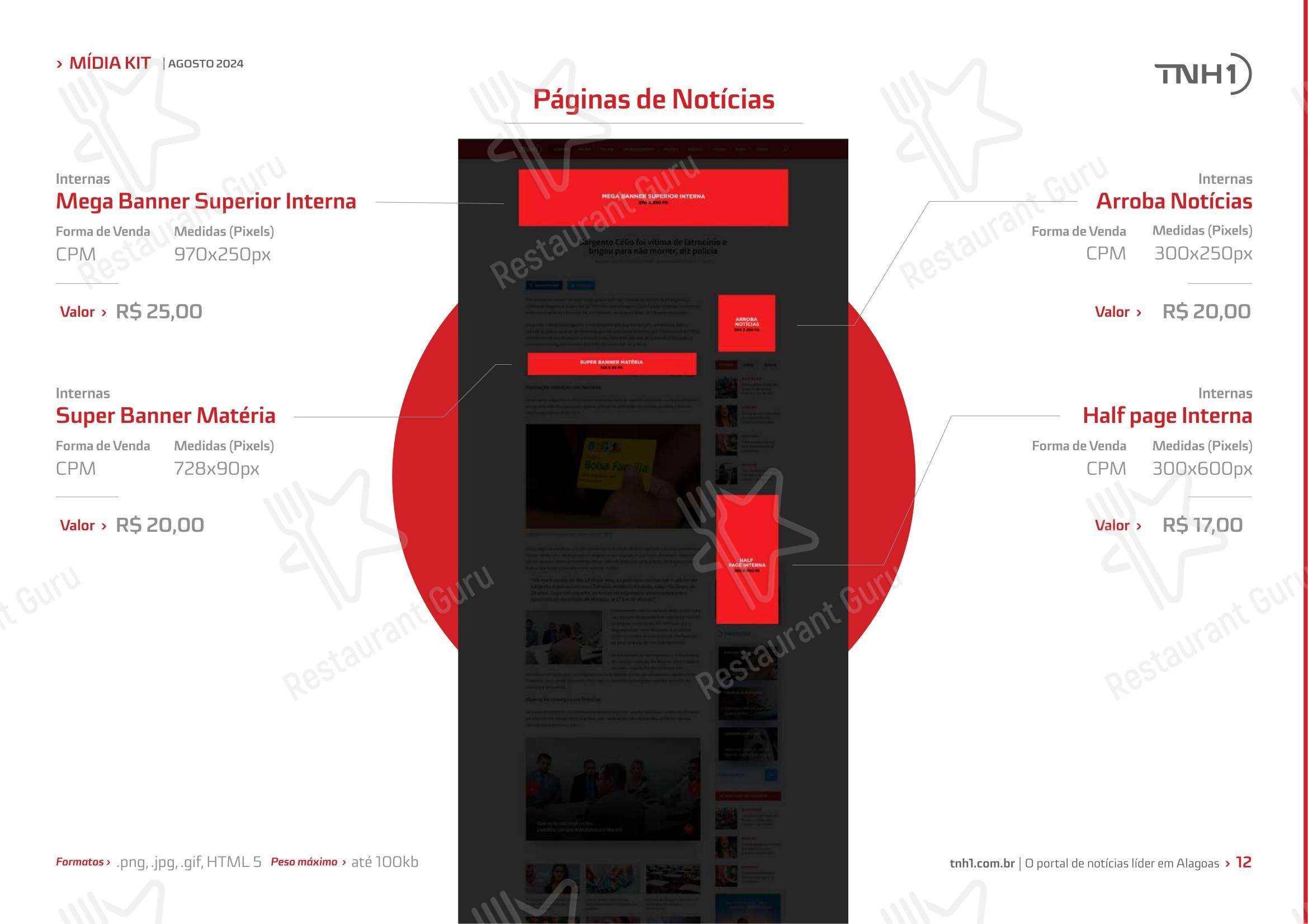 Menu para Tapioca Maria Bonita - Matriz em Maceió