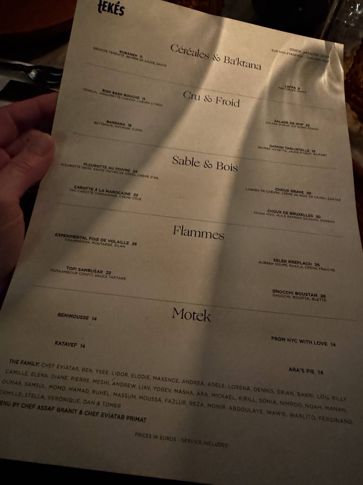 Menu de Tekés