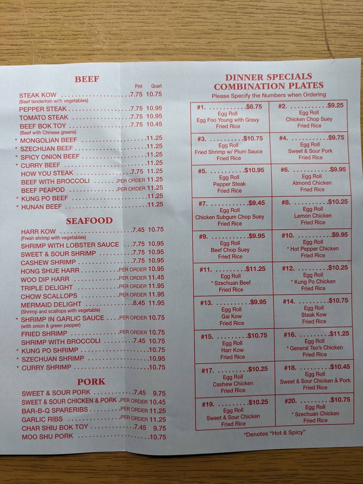 Menu at Ten Yen Restaurant, Livonia